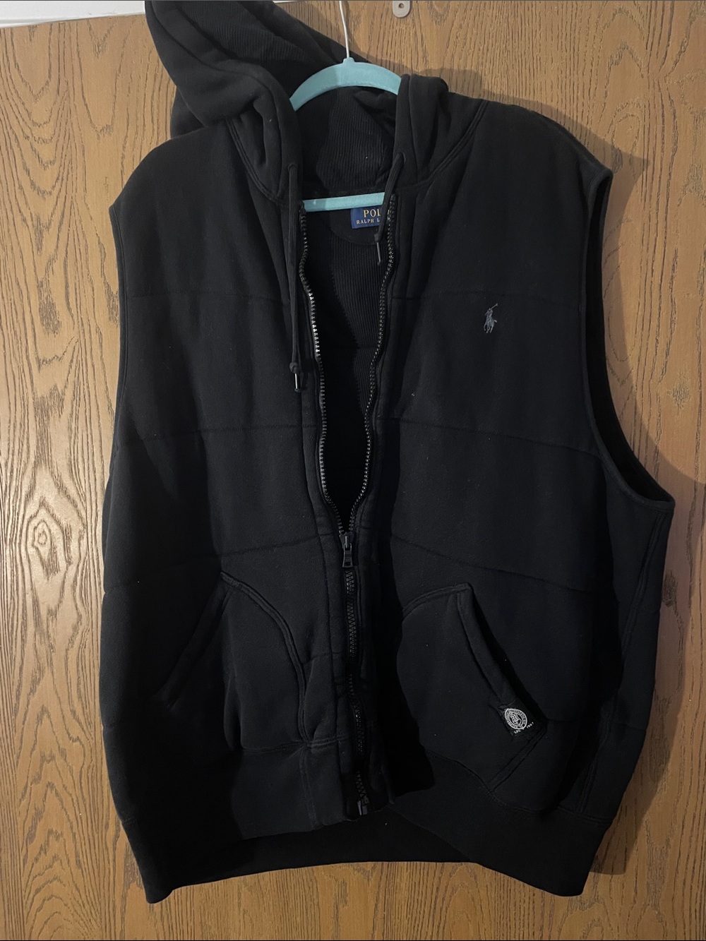 Polo by Ralph Lauren Black Hooded Sleeveless Vest